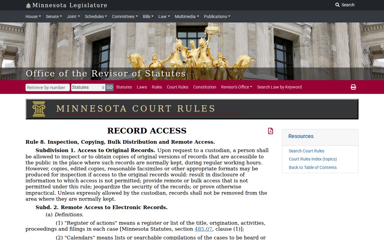 Mahnomen County city court warrant records and Minnesota in-person access rules