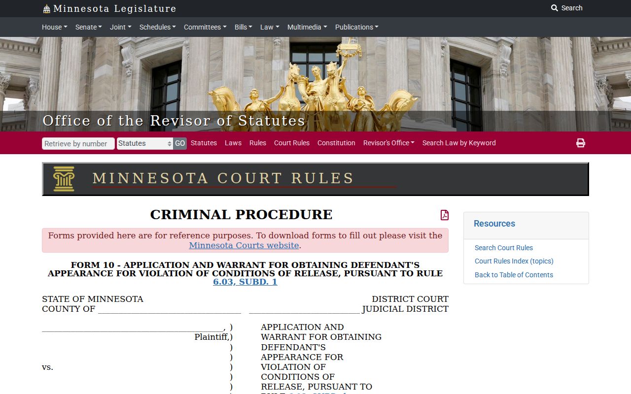 Mahnomen County bench warrant lookup and Minnesota release-condition warrant form
