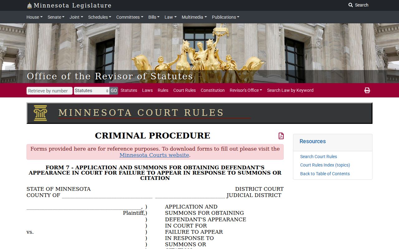 Mahnomen County bench warrant summons and failure-to-appear warning form