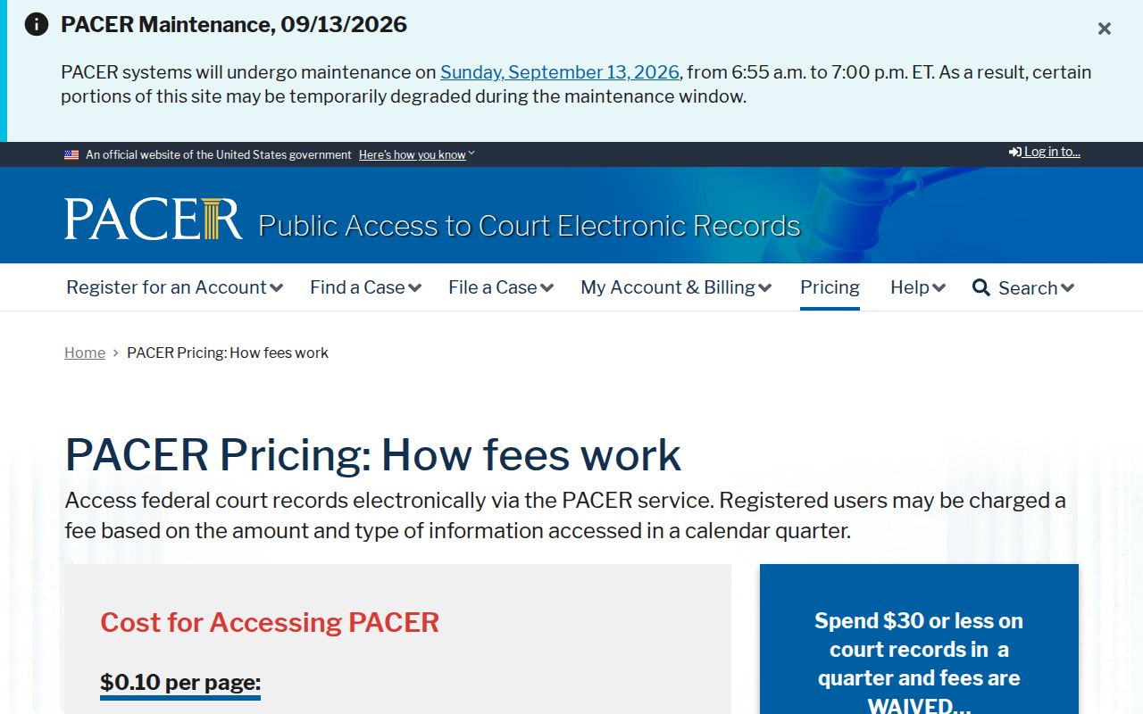 Mahnomen County arrest warrant records and federal PACER docket fees