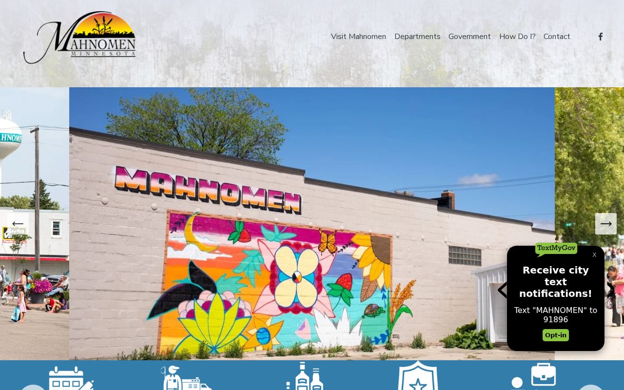 Mahnomen city hall and public safety page for Mahnomen warrant records